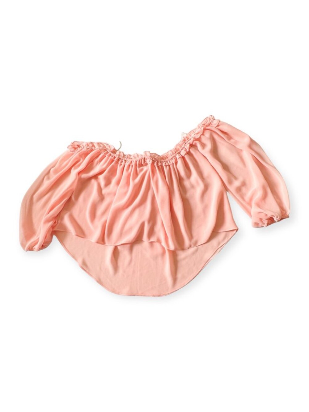 New with Tag MISA Pink Chiffon Lively Off the Shoulder Blouse, Size S - Picture 5 of 15